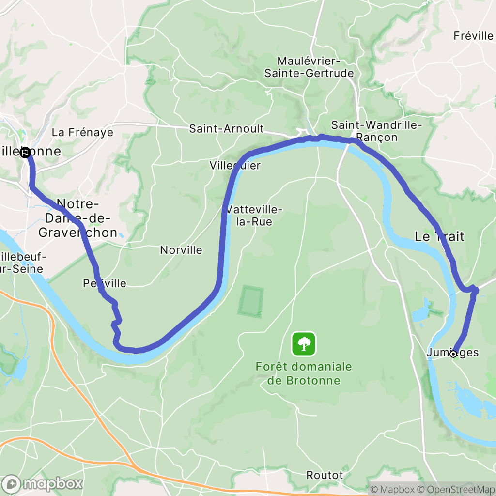 Jumièges : carte du parcours de randonnée - France