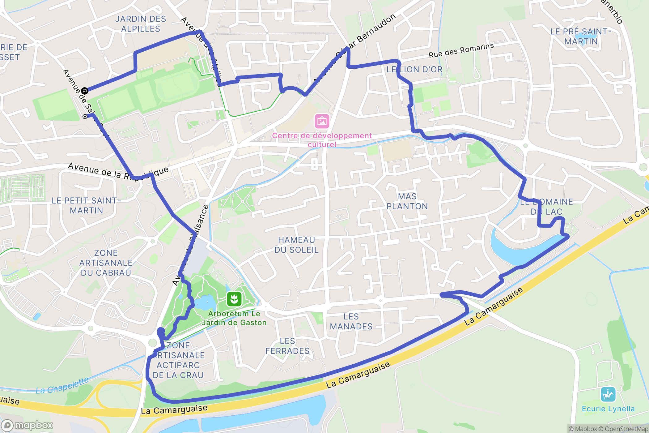 Saint-Martin-de-Crau : carte du parcours de randonnée - France