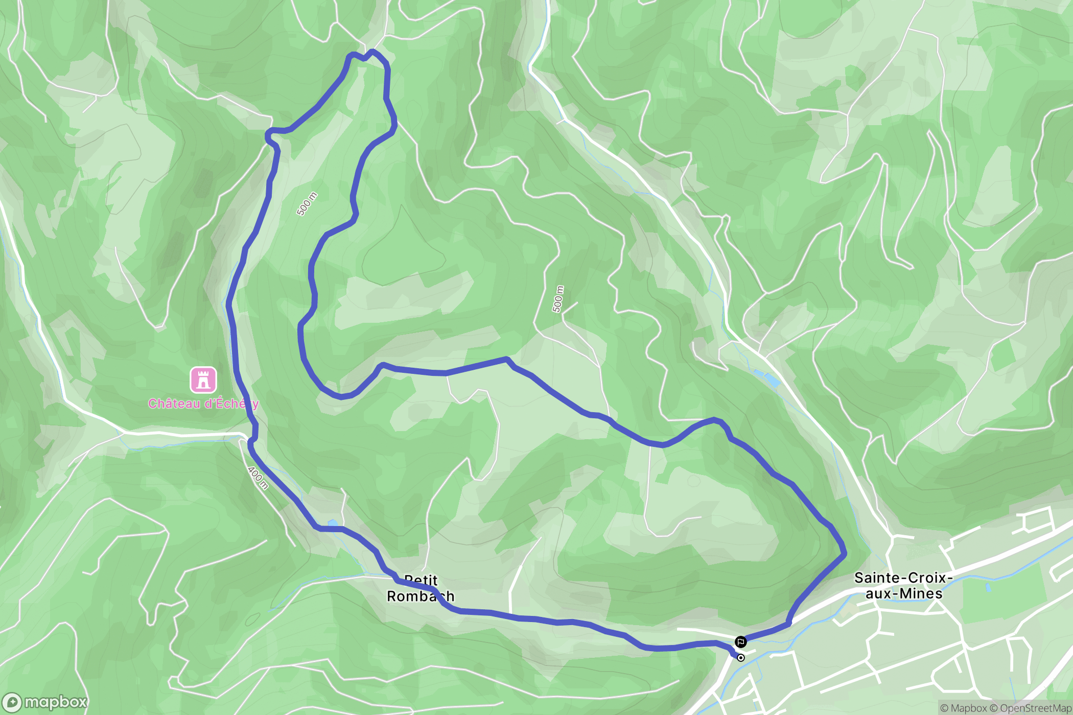 Sainte-Croix-aux-Mines : carte du parcours de randonnée - France
