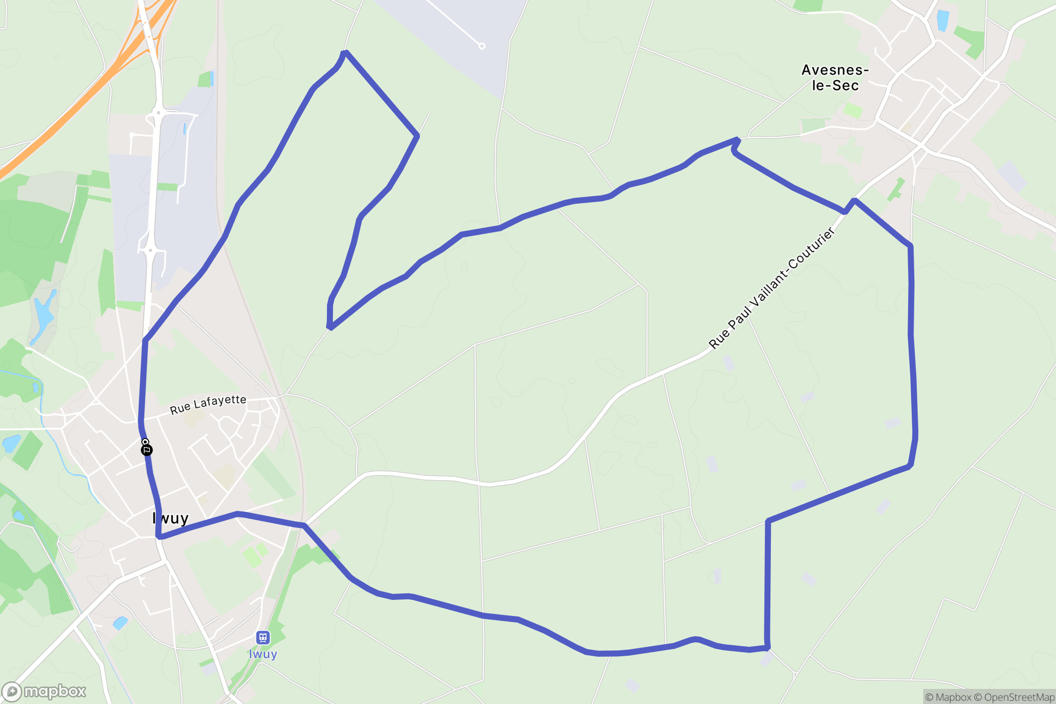 Iwuy : carte du parcours de randonnée - France
