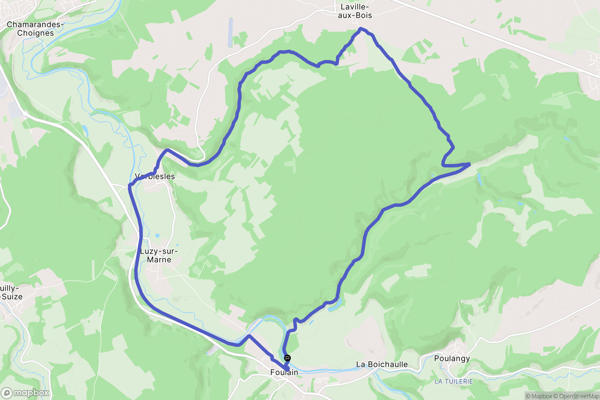 Foulain : carte du parcours de randonnée - France