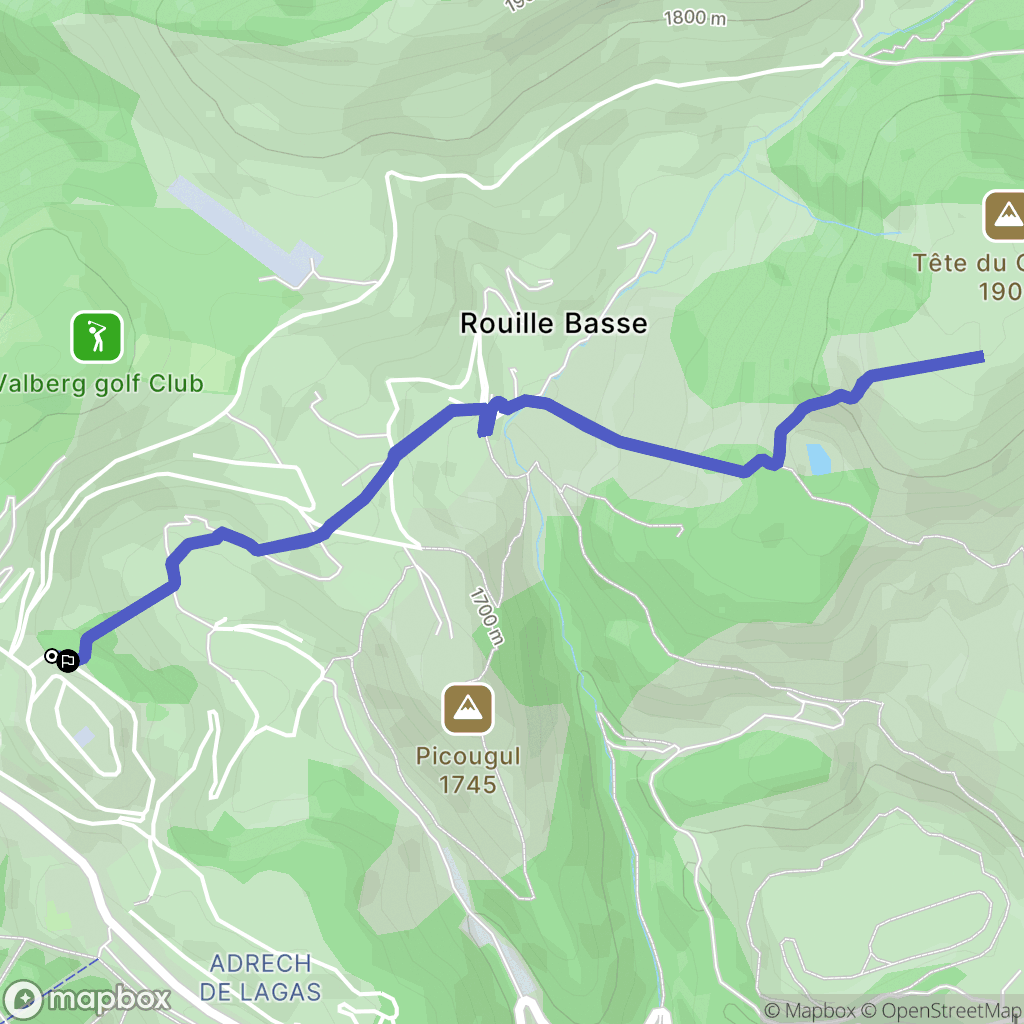 Péone : carte du parcours de randonnée - France