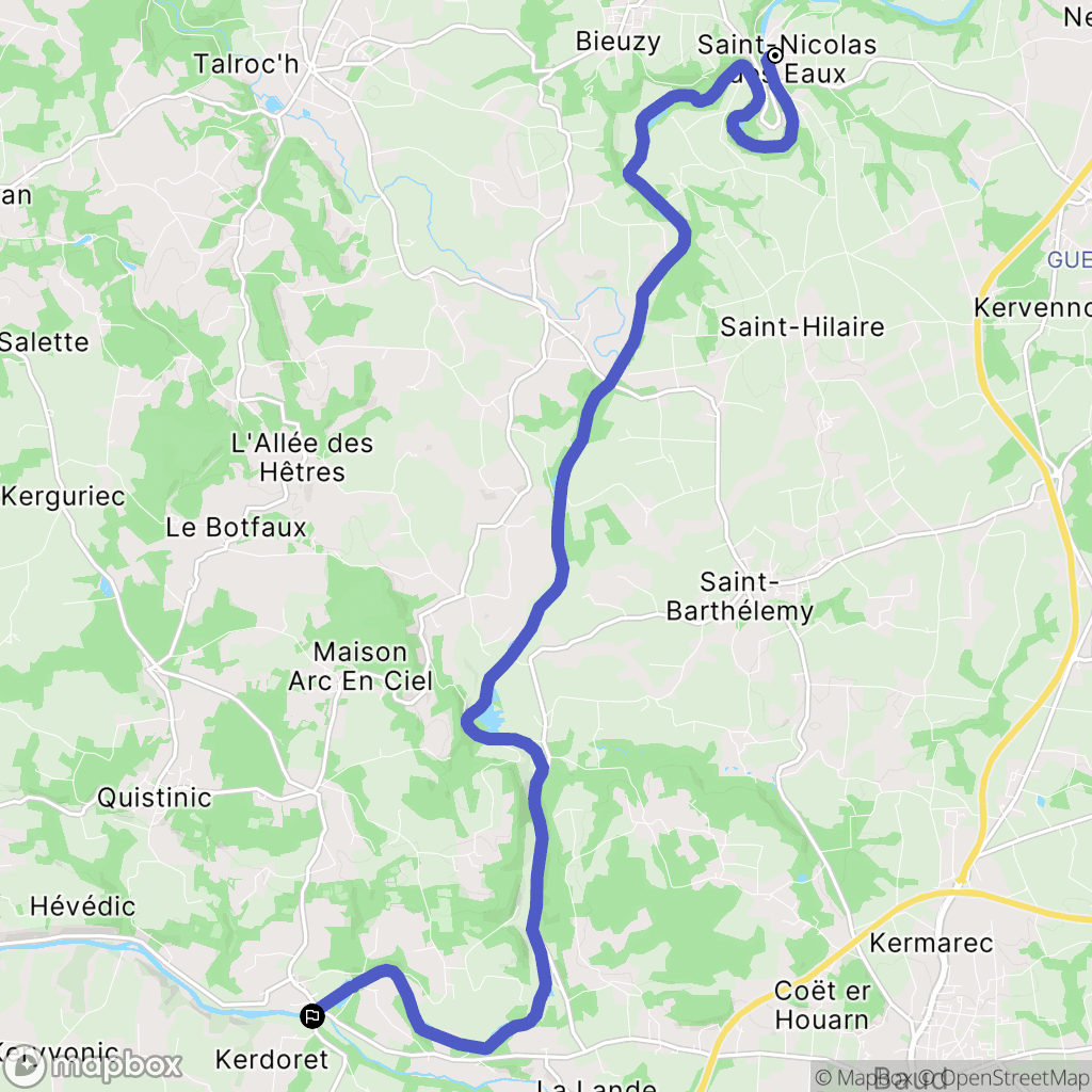 Pluméliau-Bieuzy : carte du parcours de randonnée - France