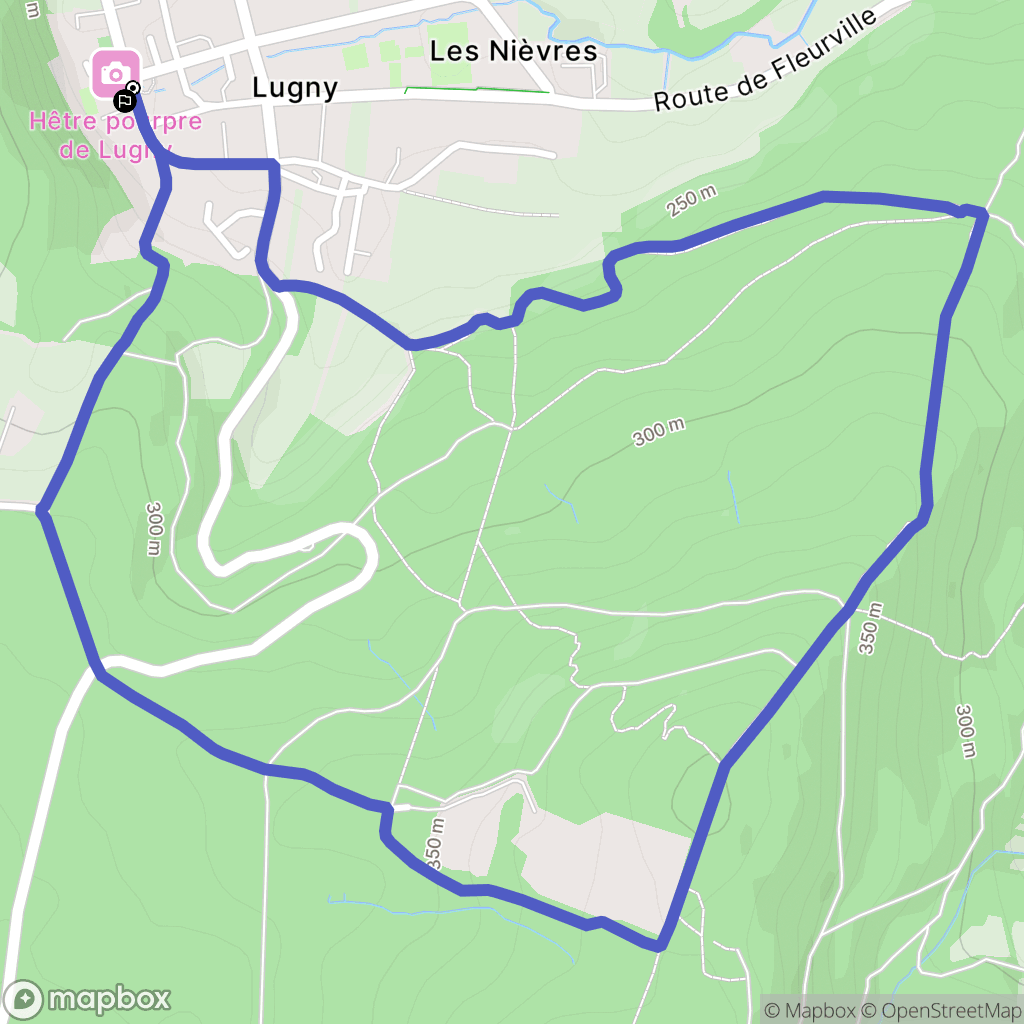 Lugny : carte du parcours de randonnée - France
