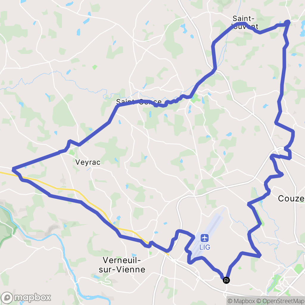 Limoges : carte du parcours de randonnée - France