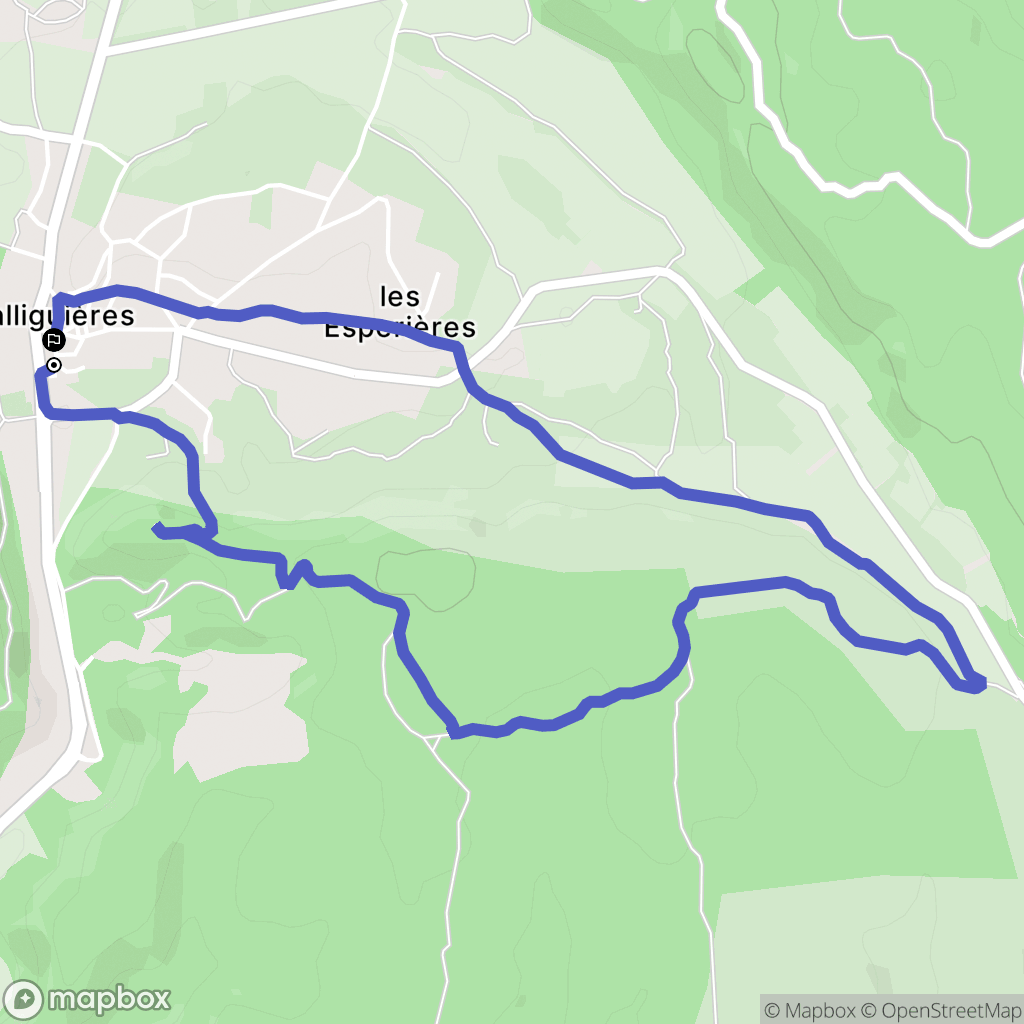 Valliguières : carte du parcours de randonnée - France