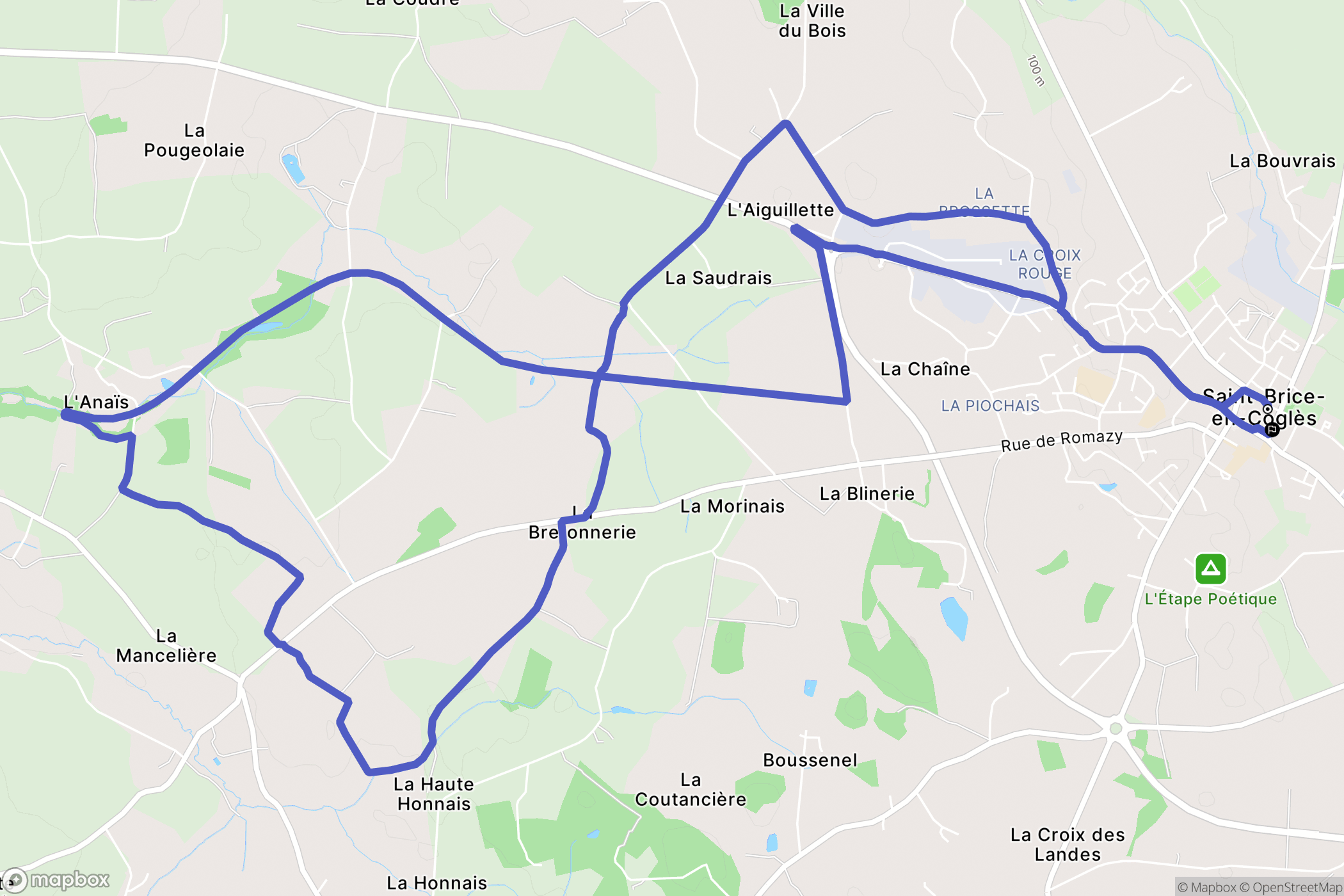 Maen Roch : carte du parcours de randonnée - France