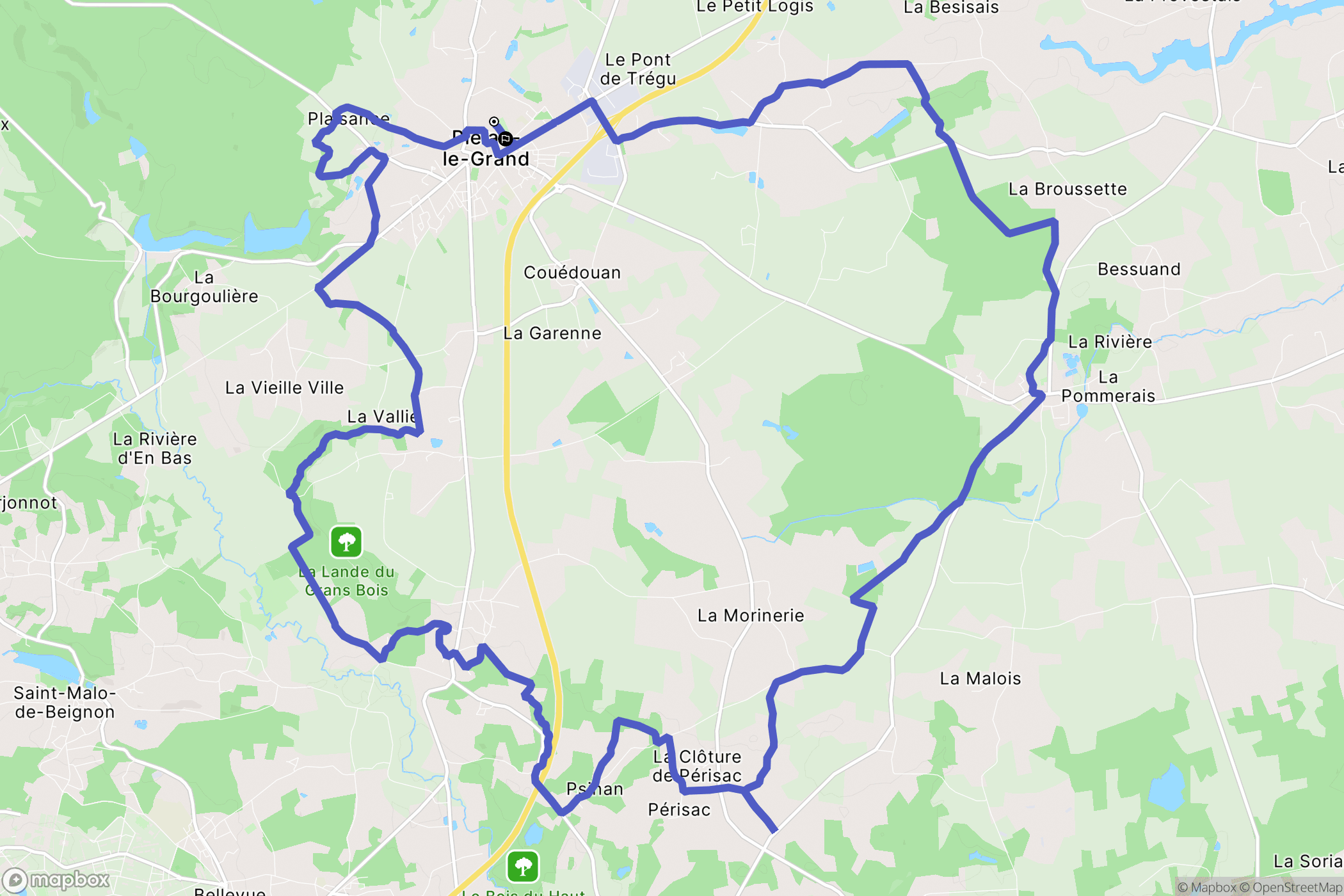 Plélan-le-Grand : carte du parcours de randonnée - France