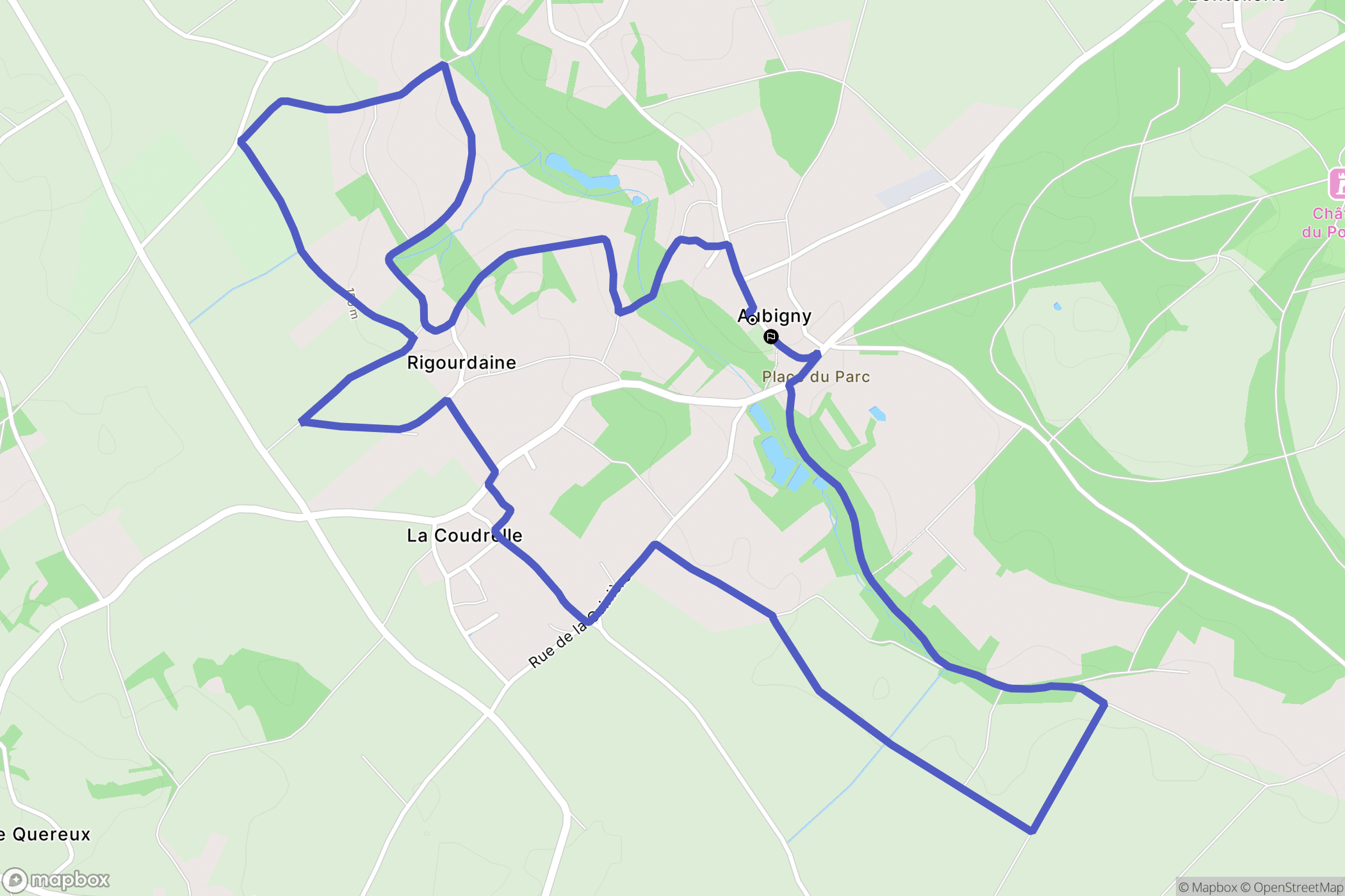 Aubigny : carte du parcours de randonnée - France