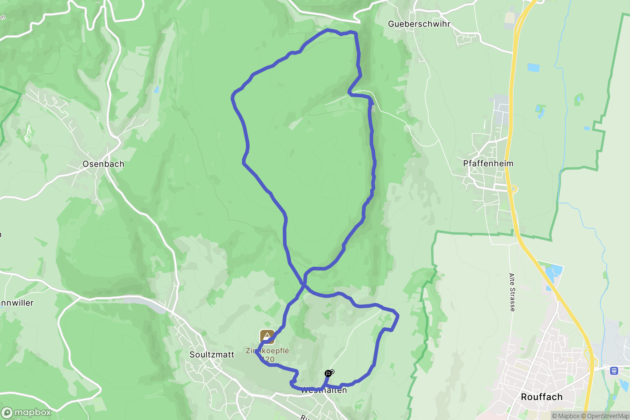 Westhalten : carte du parcours de randonnée - France
