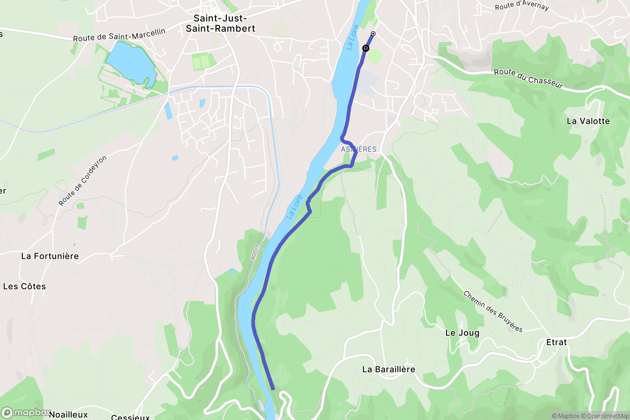 Saint-Just-Saint-Rambert : carte du parcours de randonnée - France