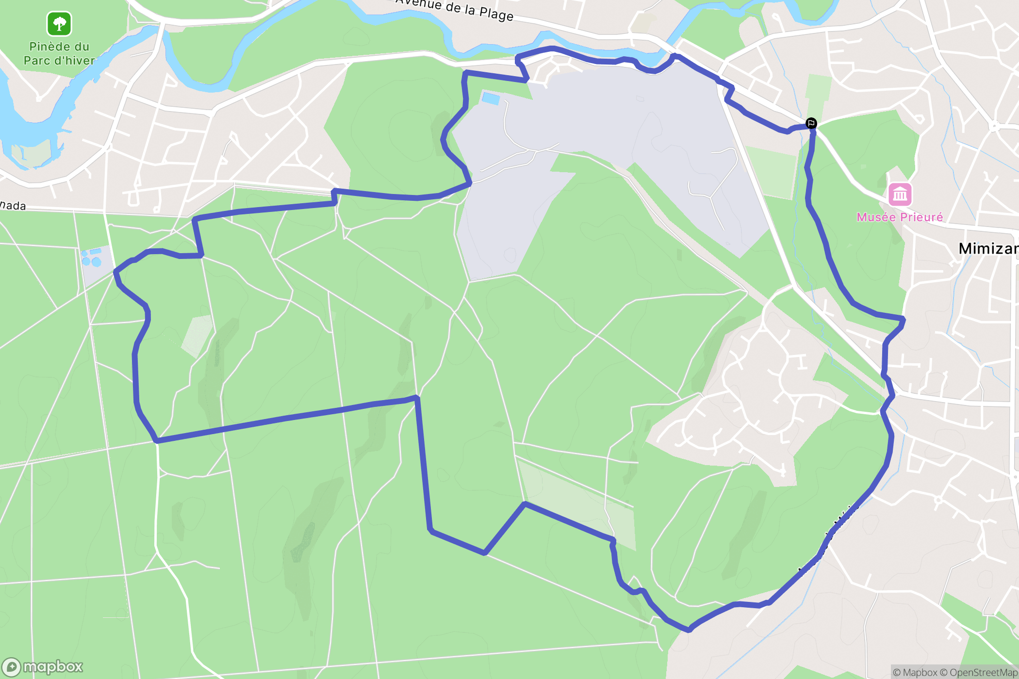 Mimizan : carte du parcours de randonnée - France