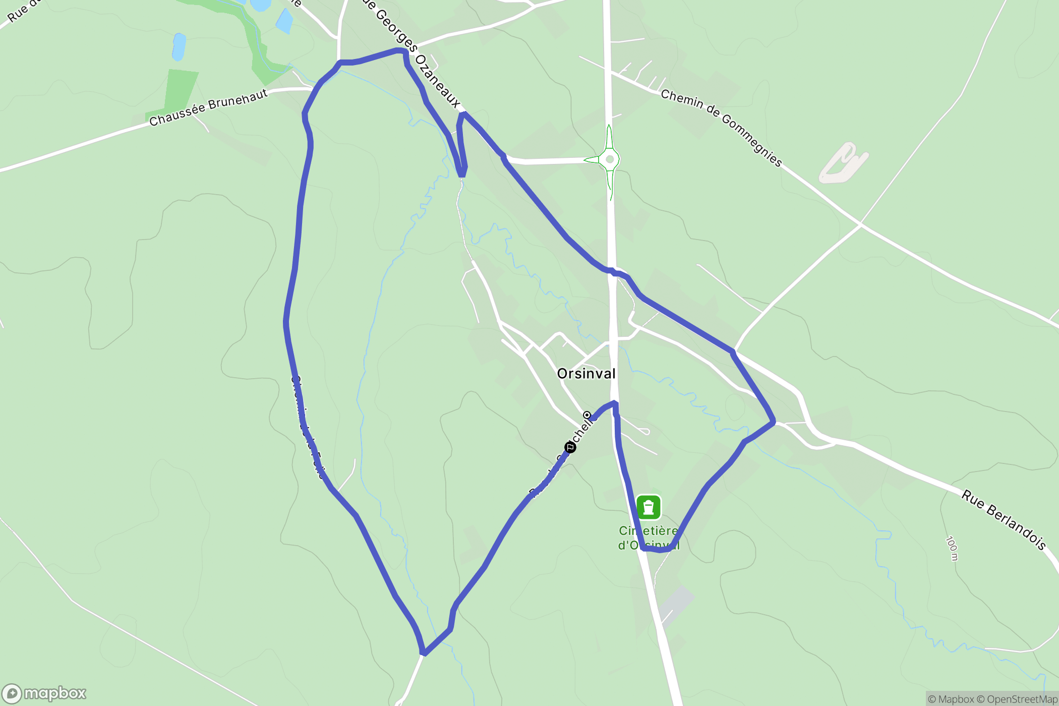 Orsinval : carte du parcours de randonnée - France