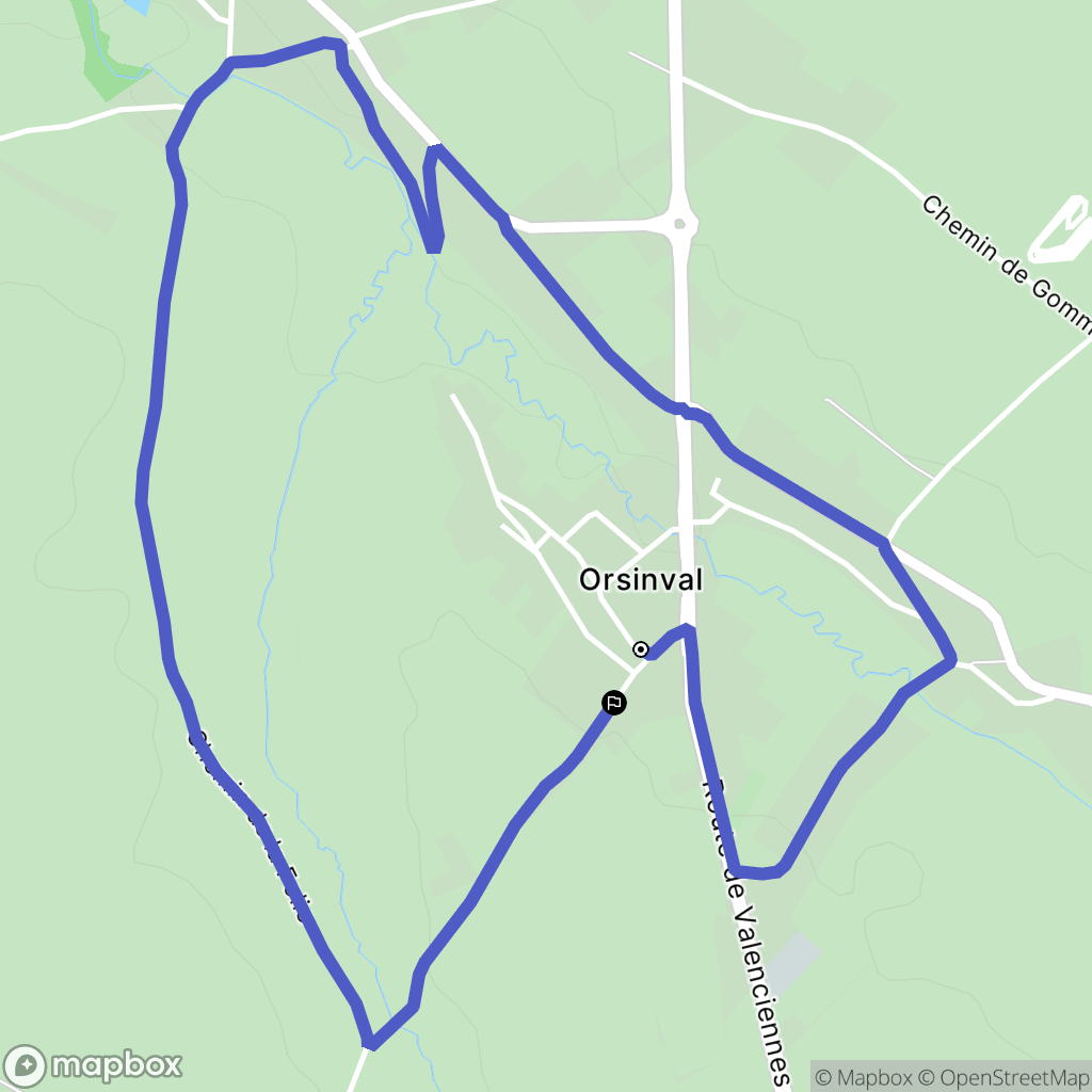 Orsinval : carte du parcours de randonnée - France