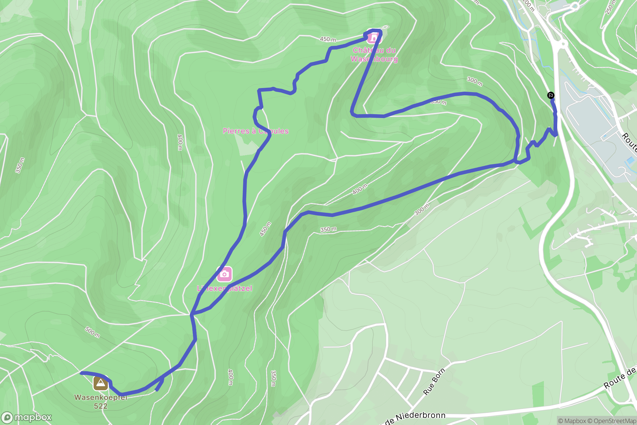 Niederbronn-les-Bains : carte du parcours de randonnée - France