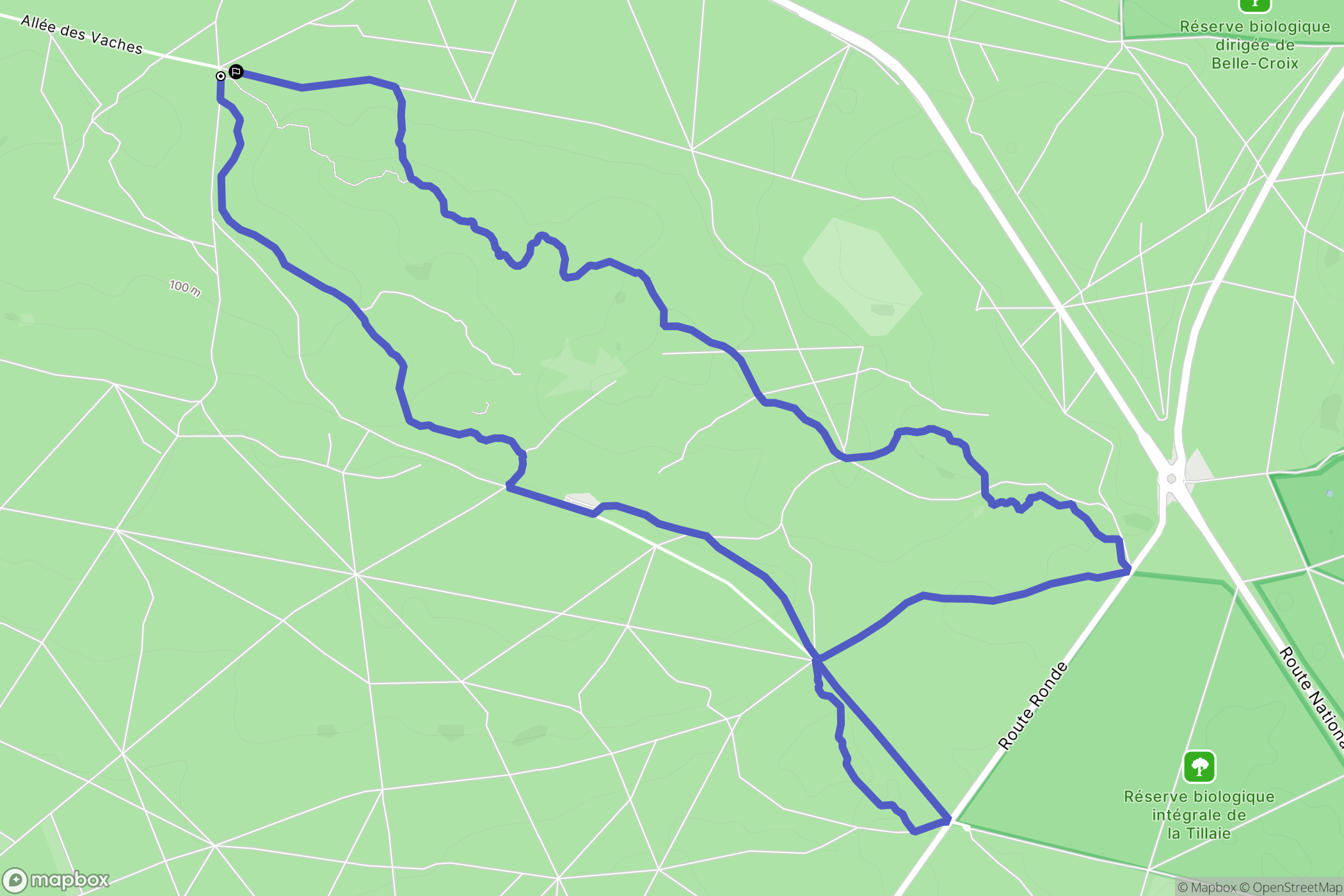 Fontainebleau : carte du parcours de randonnée - France
