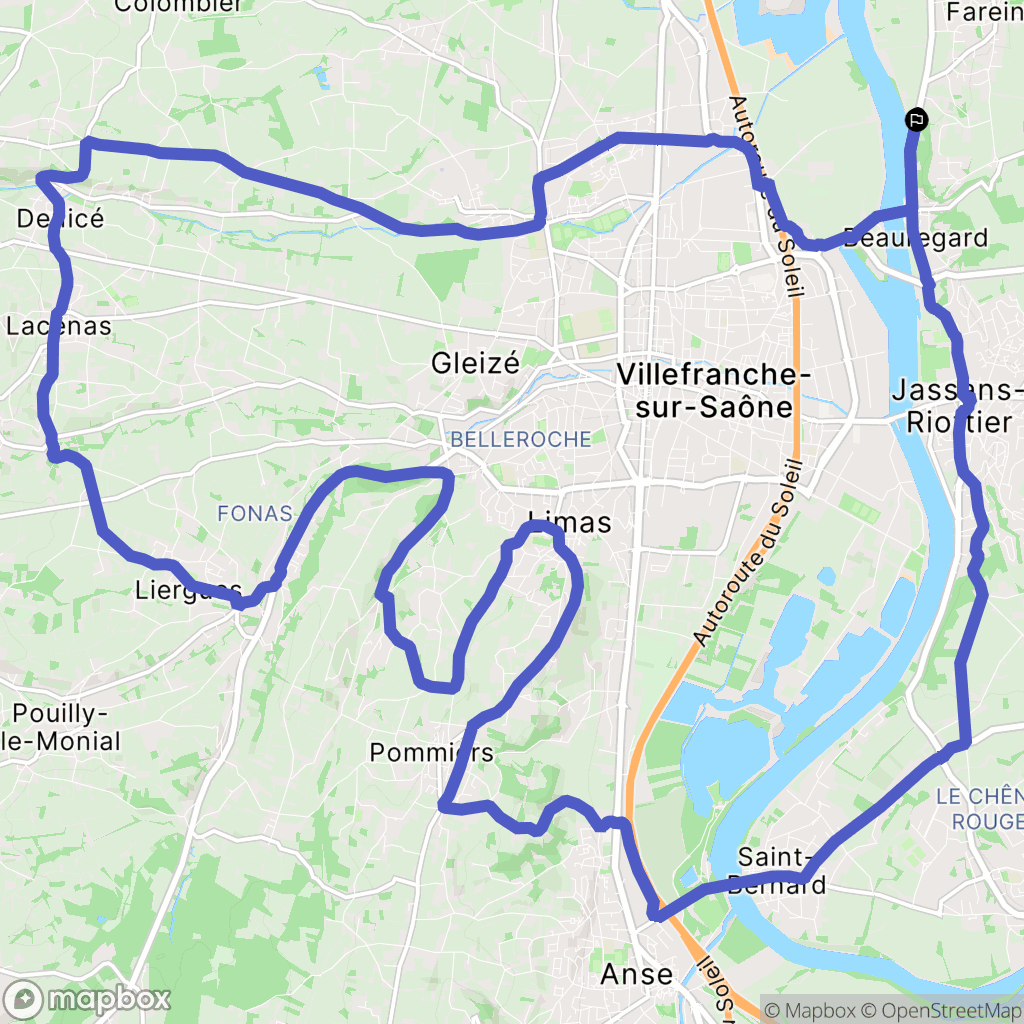 Fareins : carte du parcours de randonnée - France