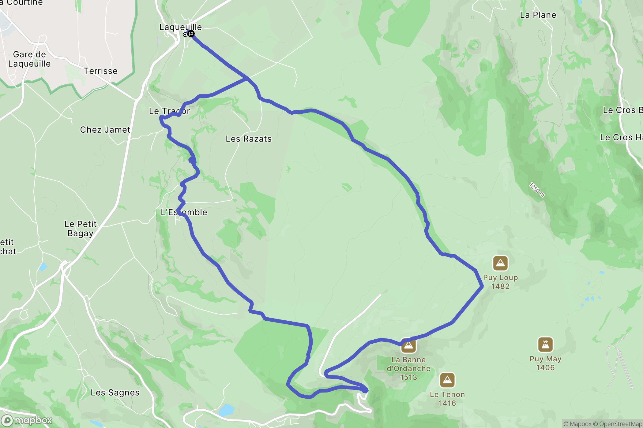 Laqueuille : carte du parcours de randonnée - France