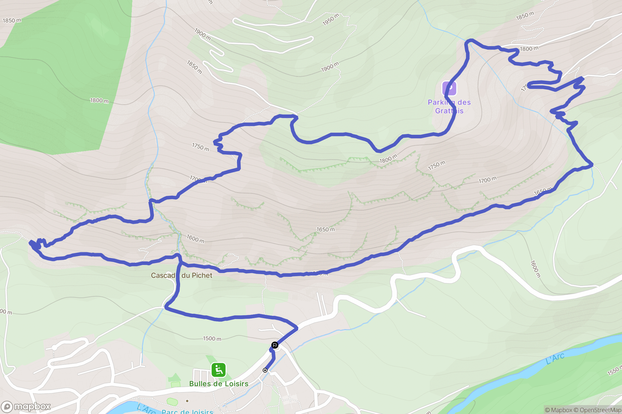 Val-Cenis : carte du parcours de randonnée - France