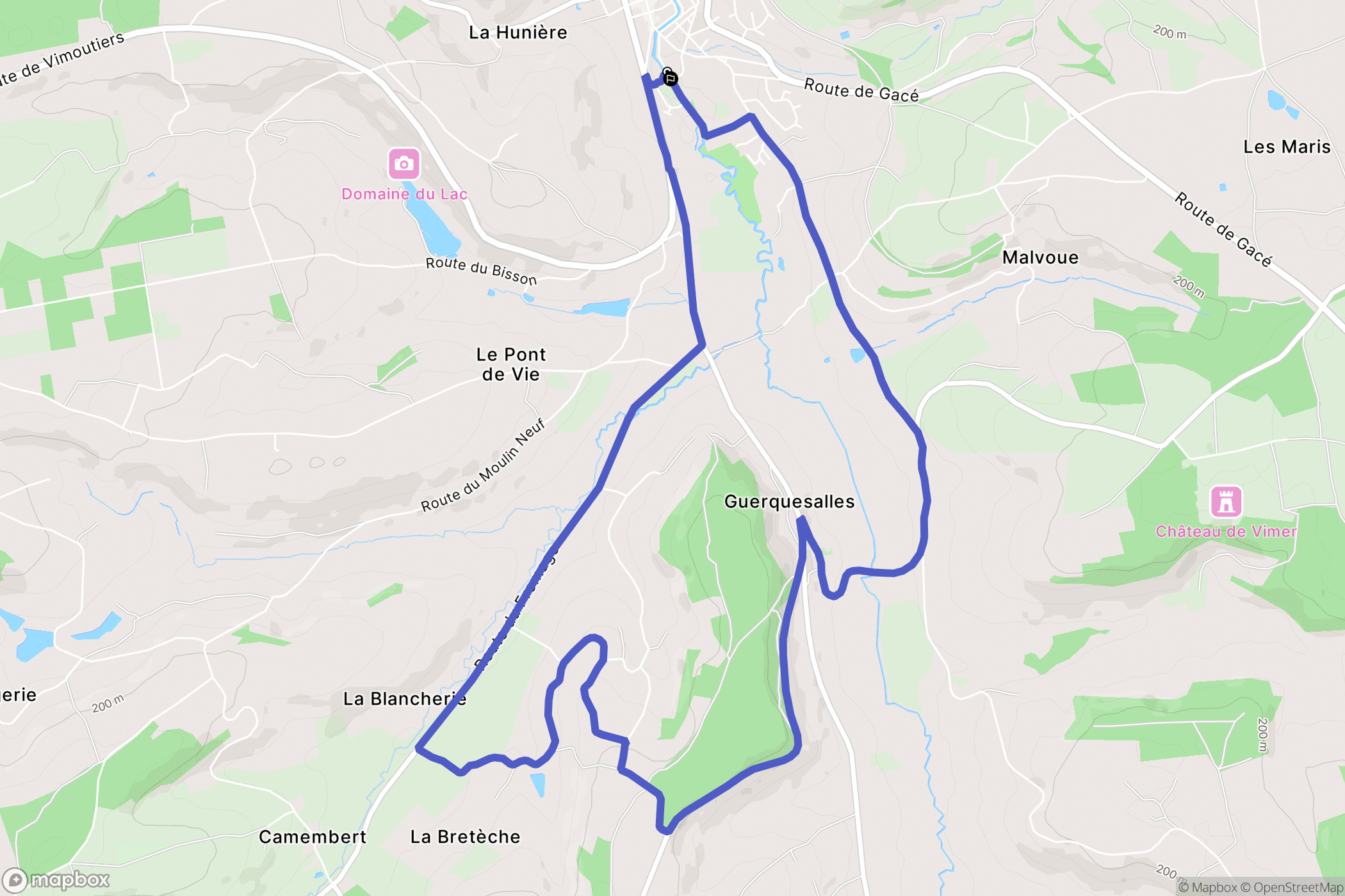 Vimoutiers : carte du parcours de randonnée - France