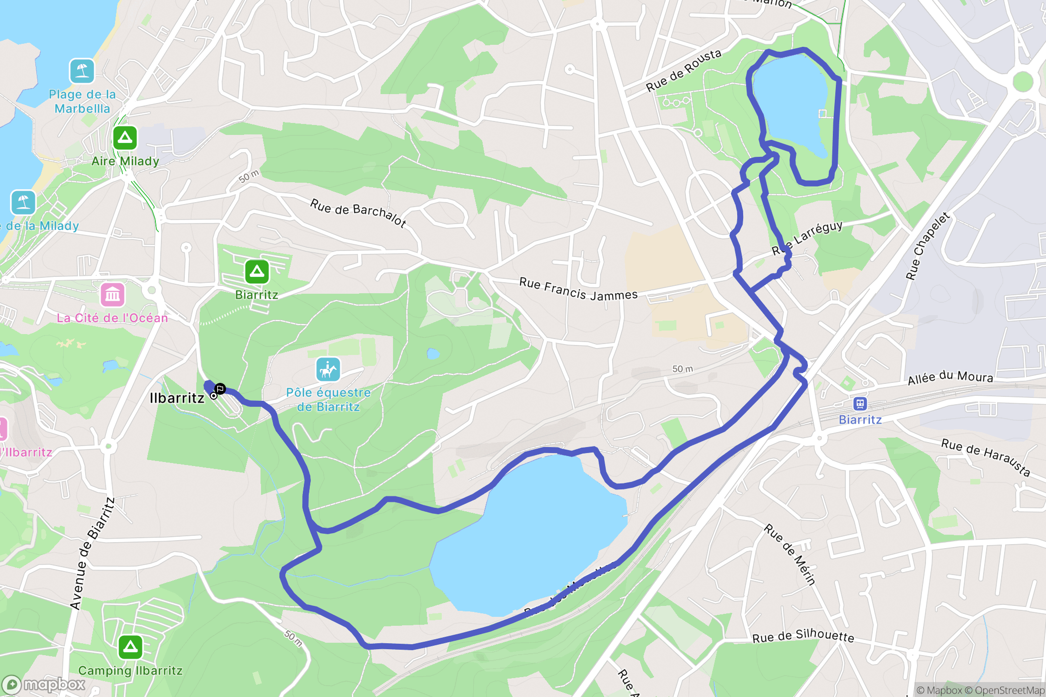 Biarritz : carte du parcours de randonnée - France