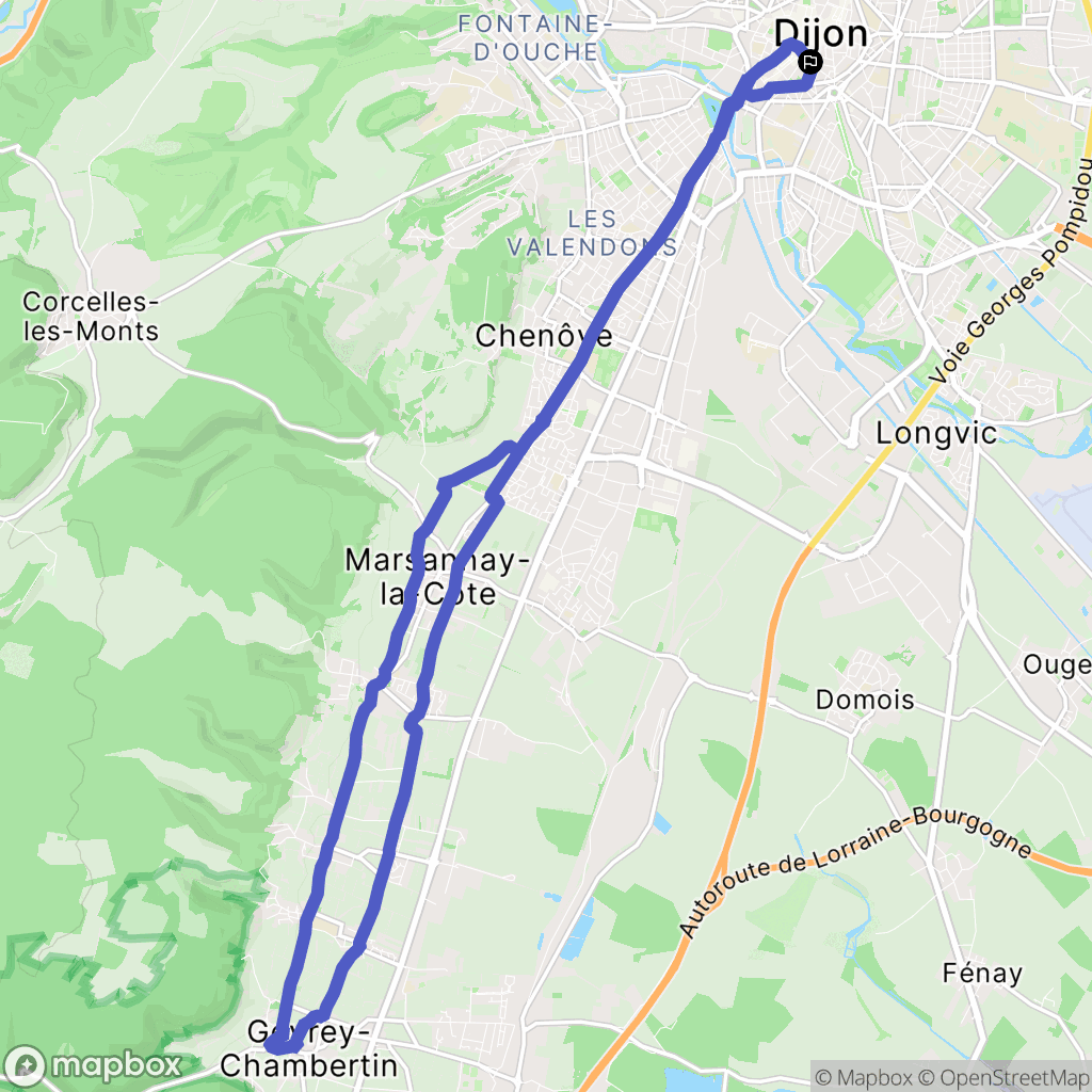 Dijon : carte du parcours de randonnée - France