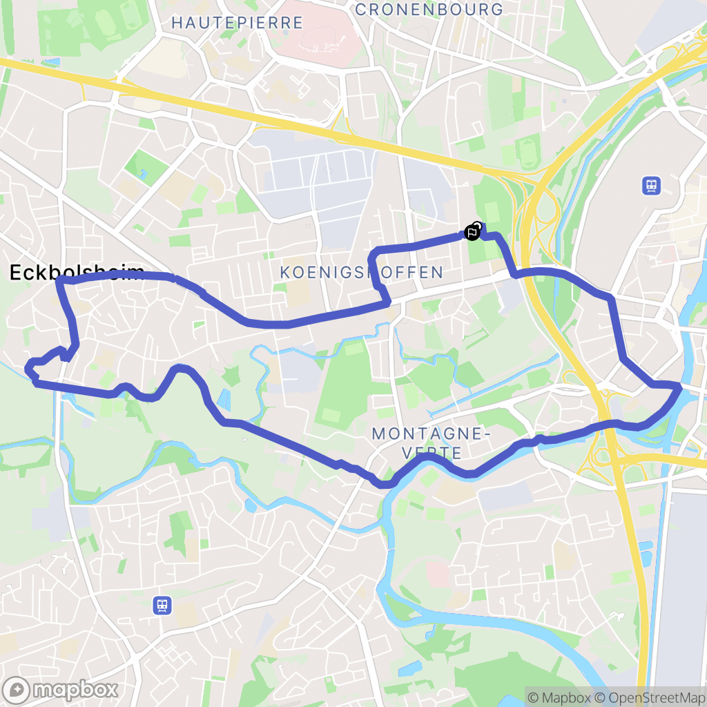 Strasbourg : carte du parcours de randonnée - France