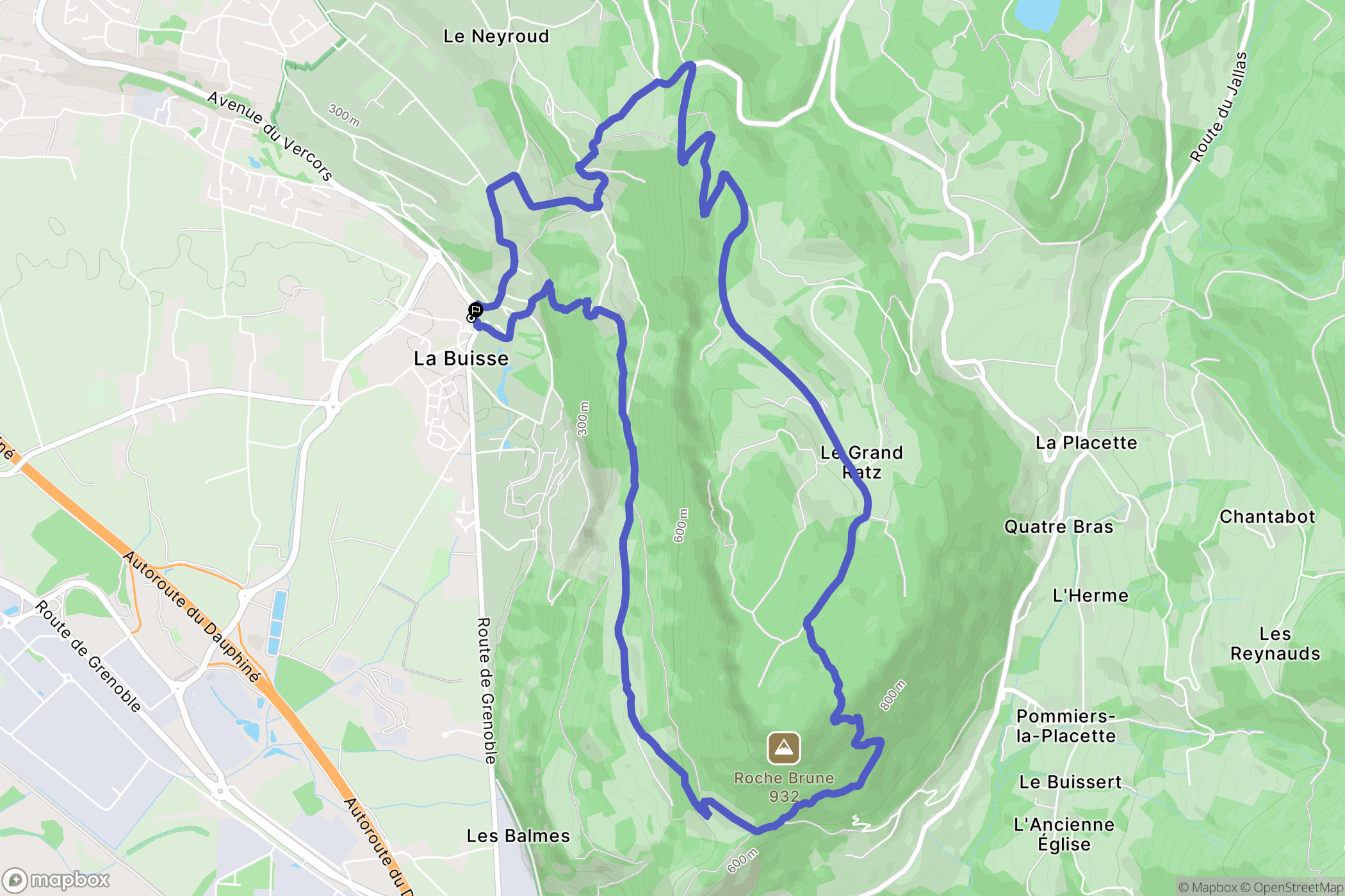 La Buisse : carte du parcours de randonnée - France
