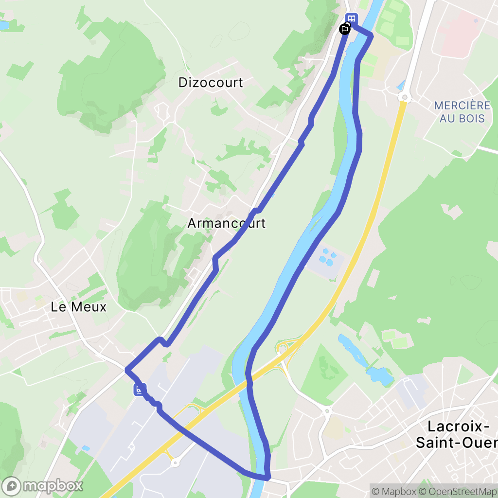 Jaux : carte du parcours de randonnée - France
