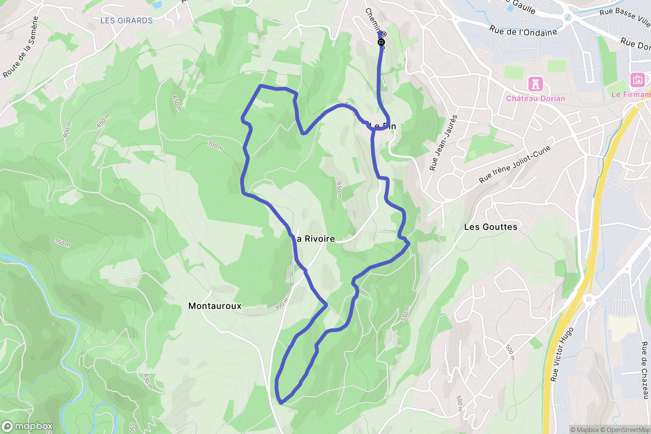 Fraisses : carte du parcours de randonnée - France