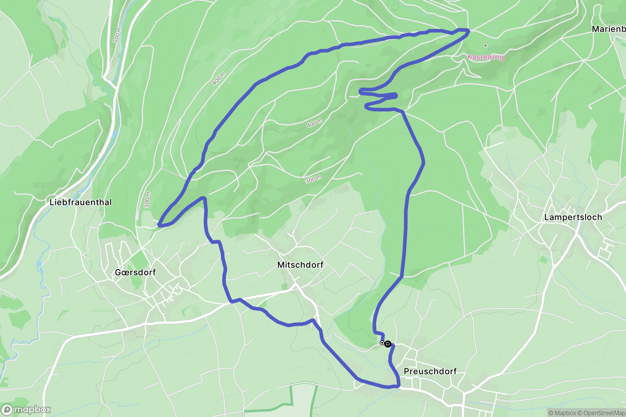 Preuschdorf : carte du parcours de randonnée - France