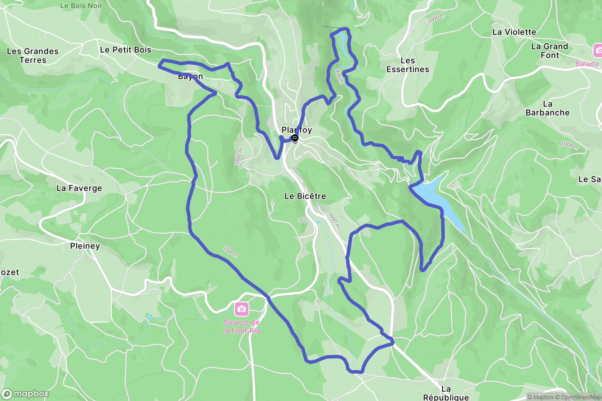 Planfoy : carte du parcours de randonnée - France