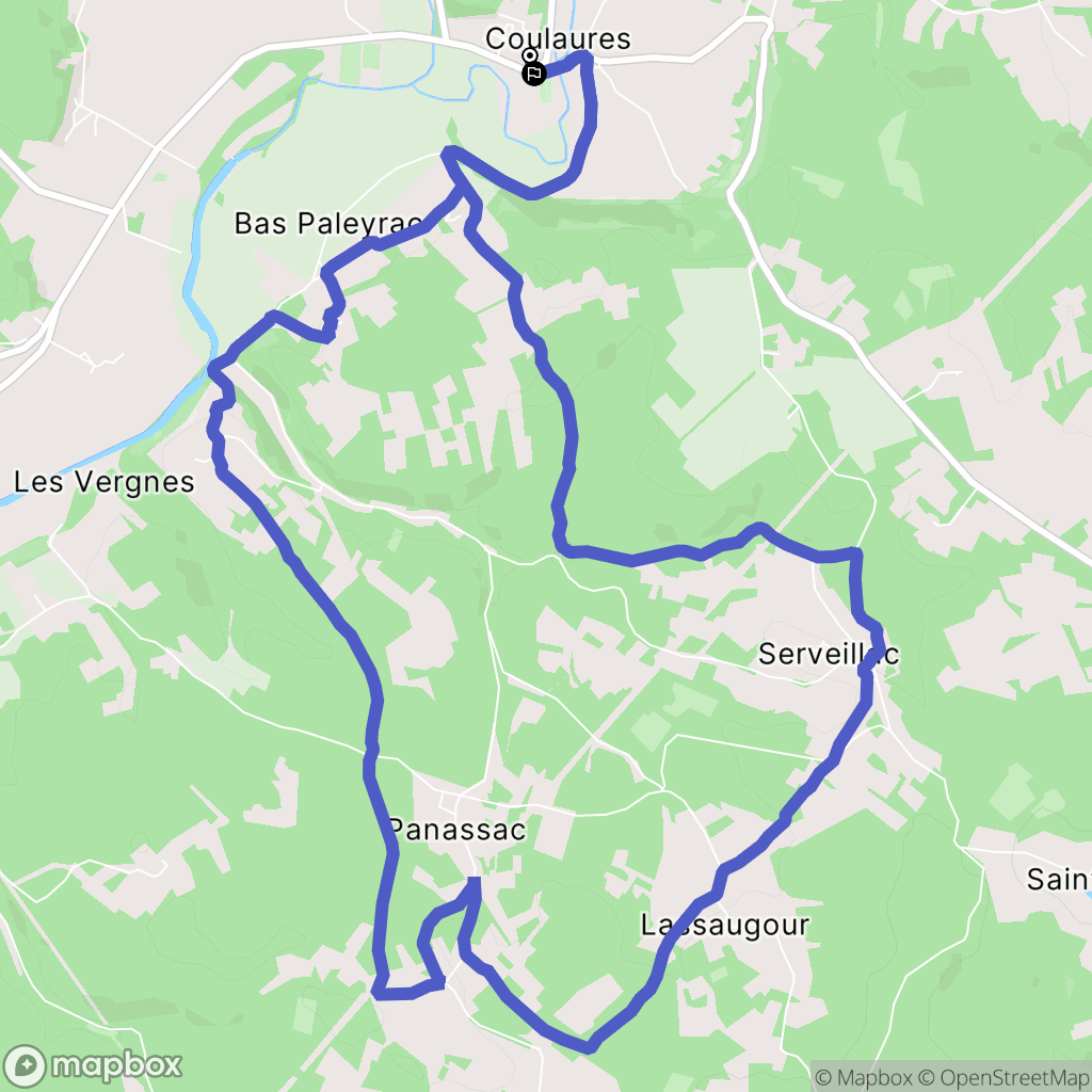 Coulaures : carte du parcours de randonnée - France