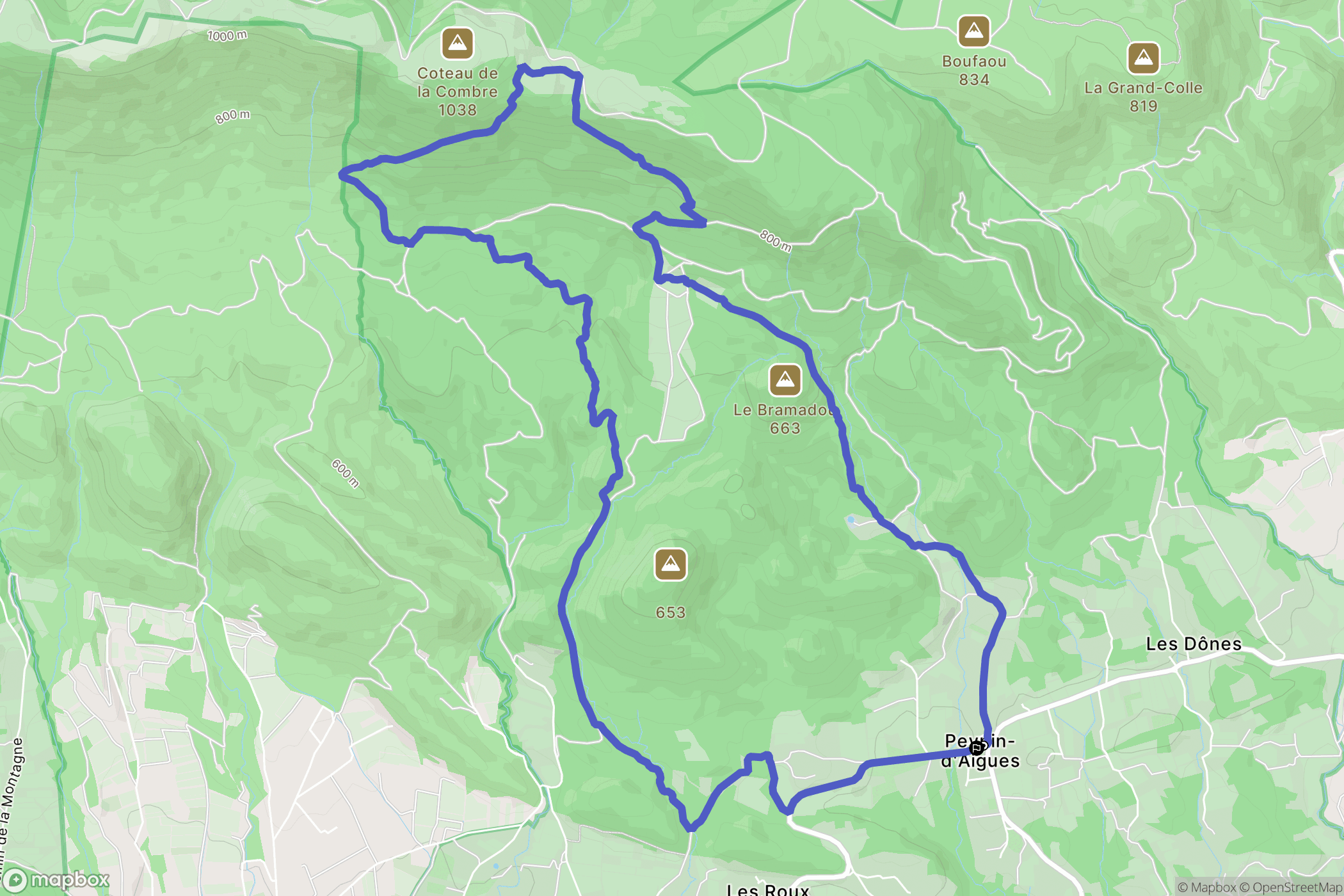 Peypin-d'Aigues : carte du parcours de randonnée - France
