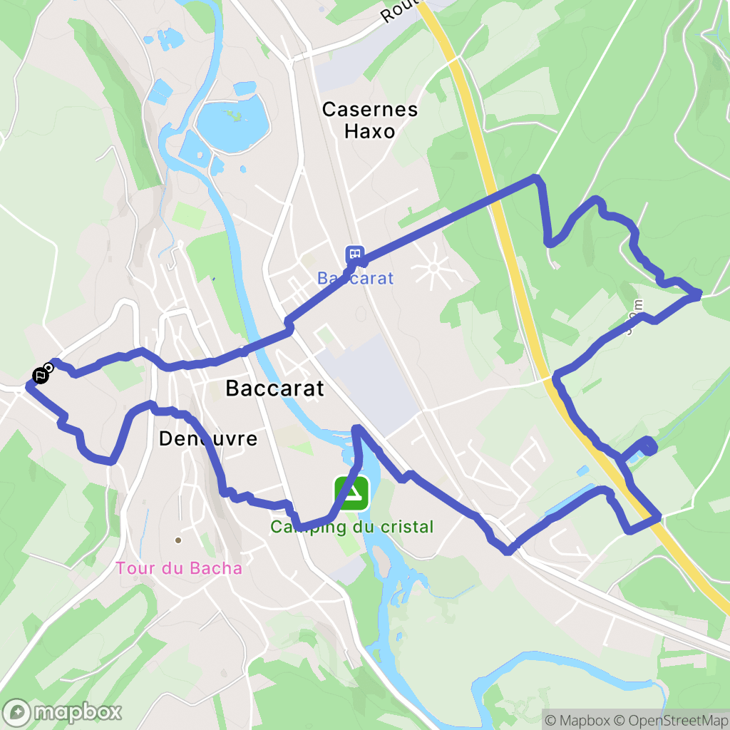 Baccarat : carte du parcours de randonnée - France