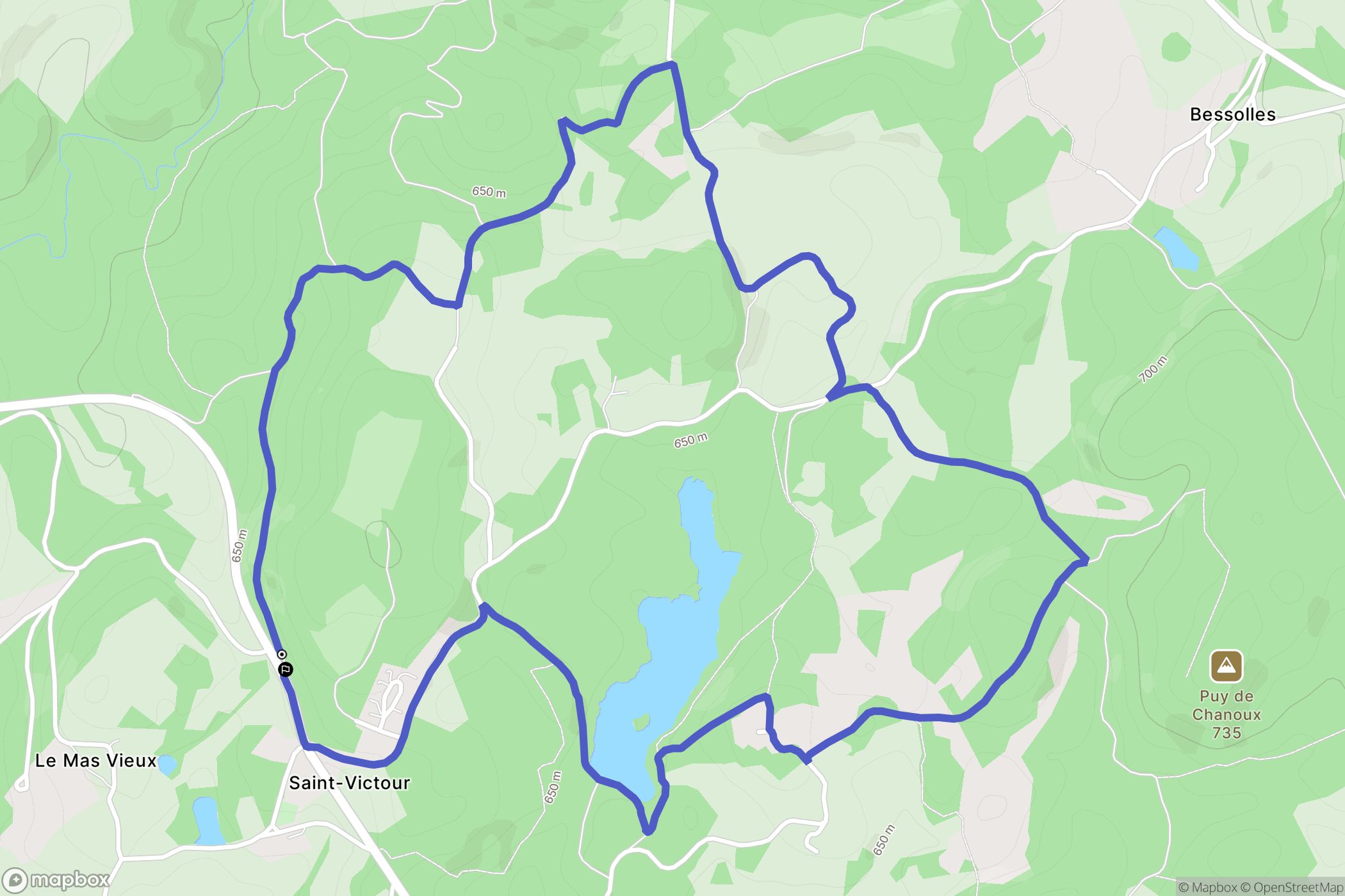 Saint-Victour : carte du parcours de randonnée - France