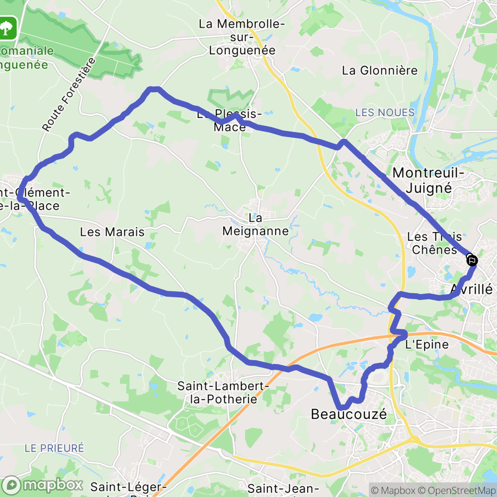 Avrillé : carte du parcours de randonnée - France