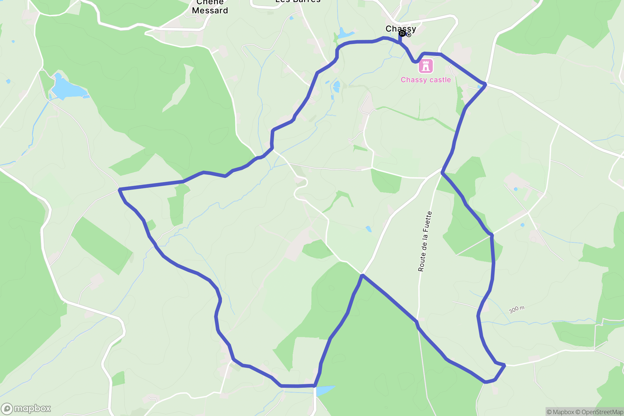 Chassy : carte du parcours de randonnée - France