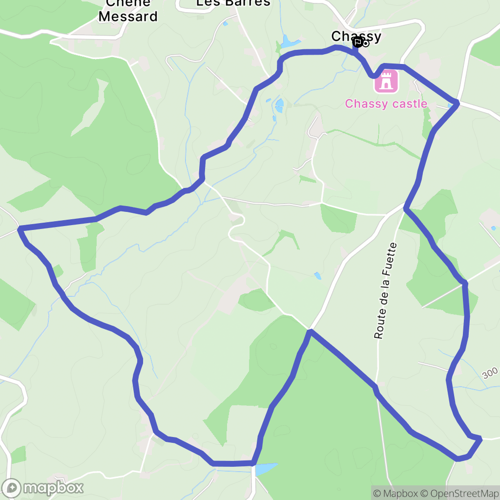 Chassy : carte du parcours de randonnée - France