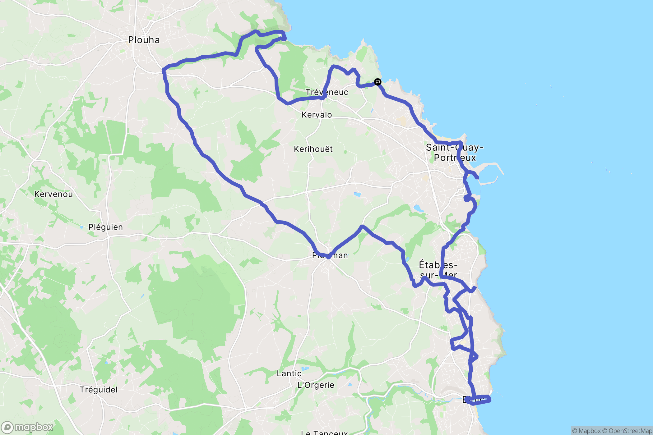 Tréveneuc : carte du parcours de randonnée - France