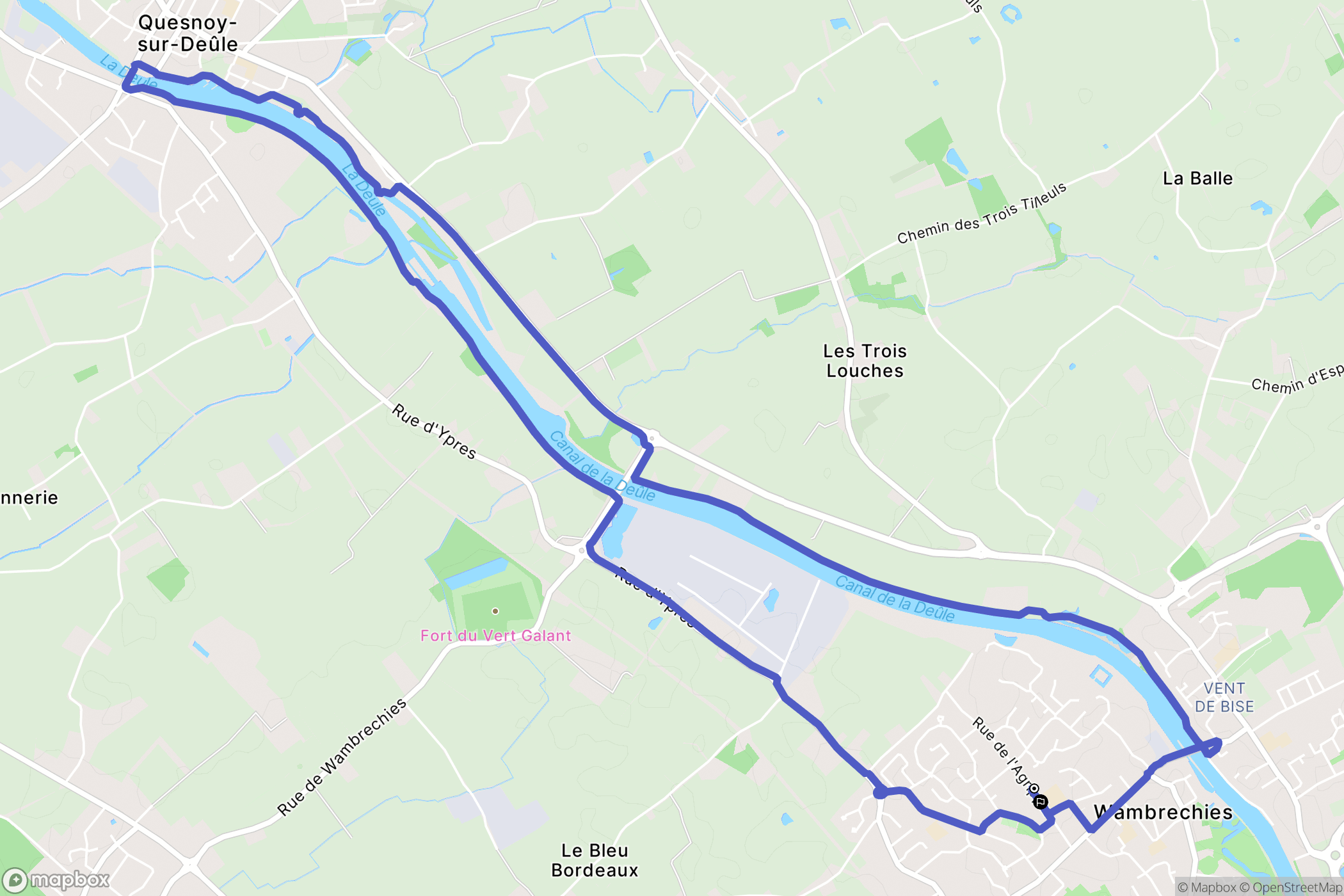 Wambrechies : carte du parcours de randonnée - France