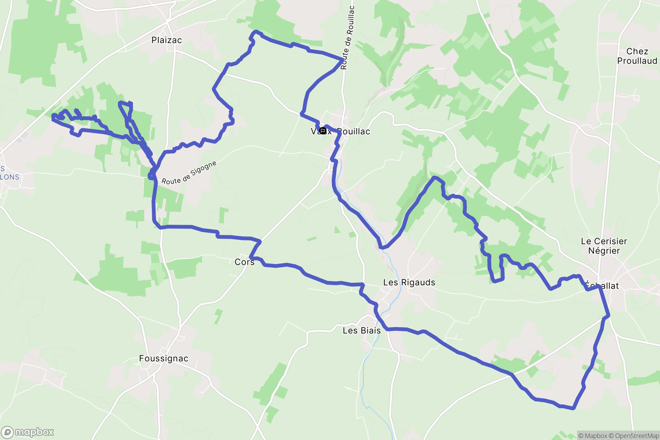 Vaux-Rouillac : carte du parcours de randonnée - France