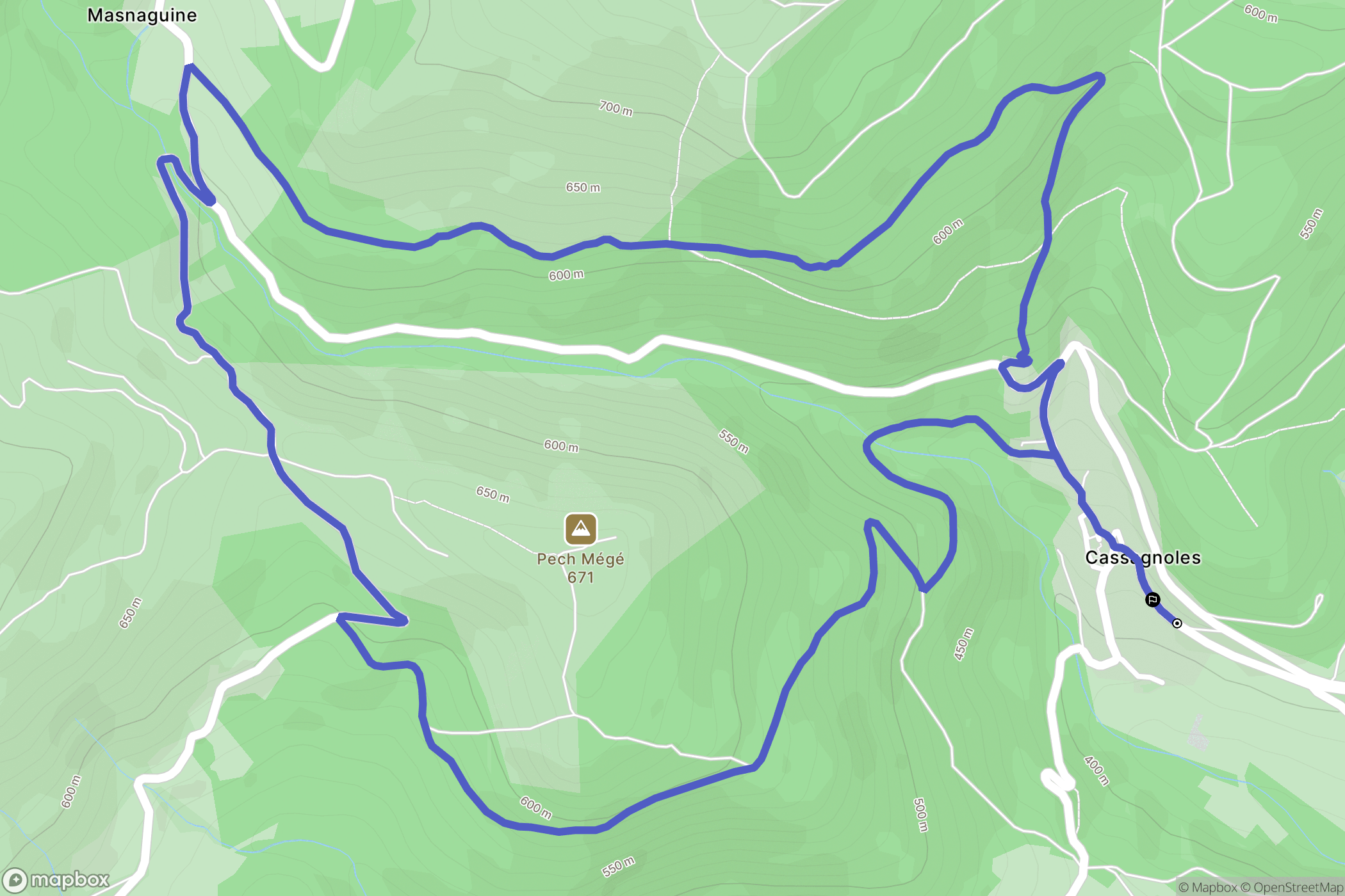 Cassagnoles : carte du parcours de randonnée - France