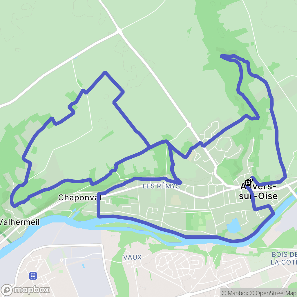 Auvers-sur-Oise : carte du parcours de randonnée - France