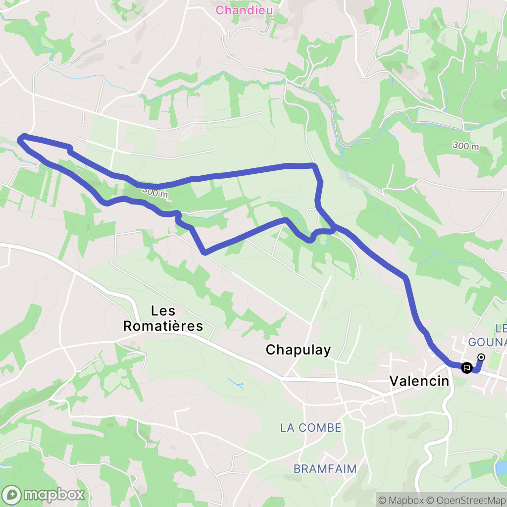Valencin : carte du parcours de randonnée - France