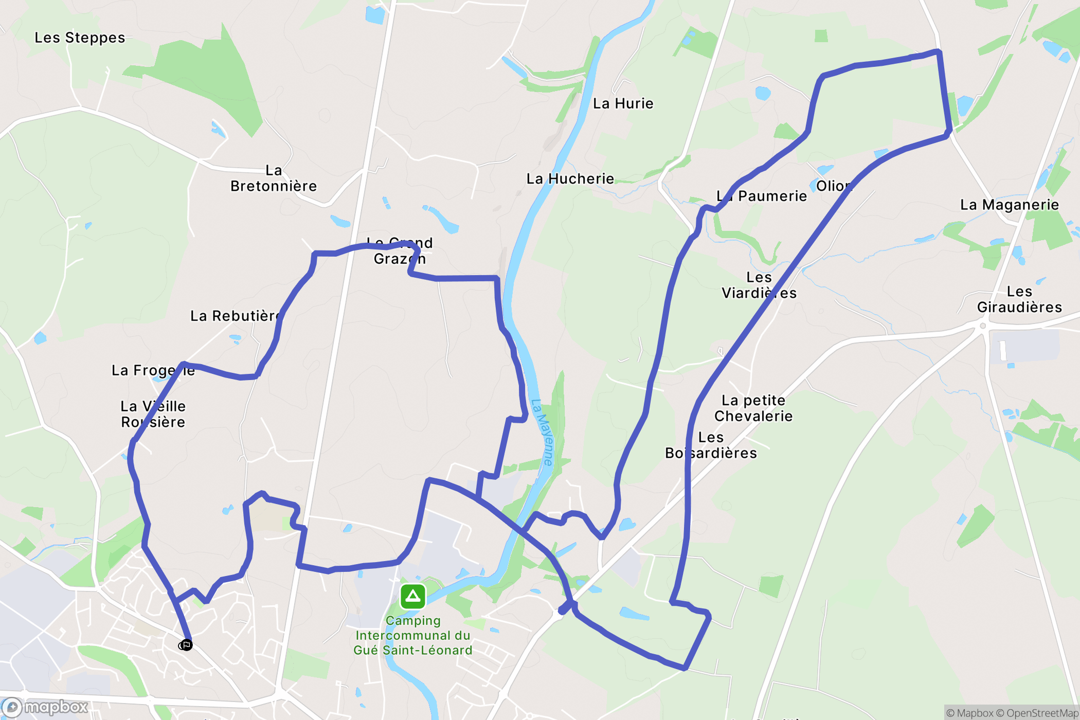 Mayenne : carte du parcours de randonnée - France