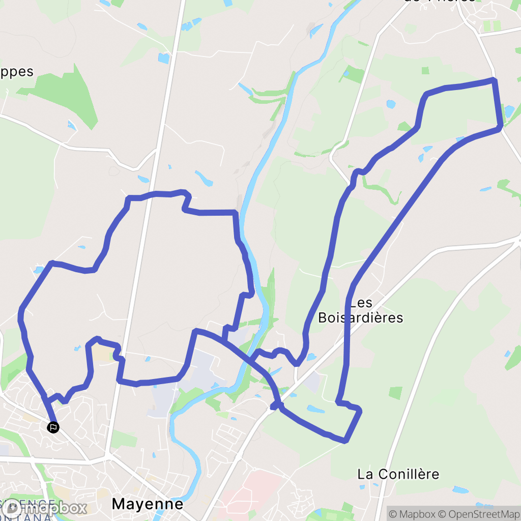 Mayenne : carte du parcours de randonnée - France