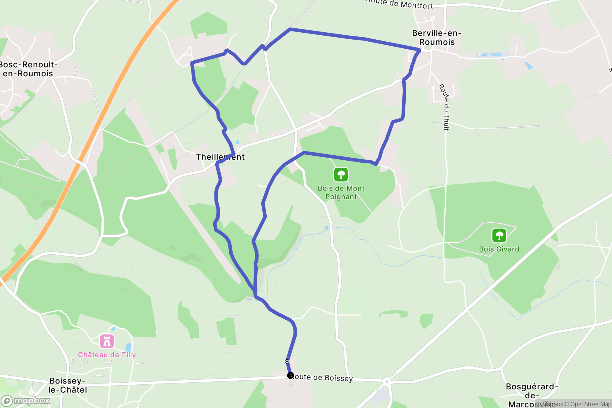 Thénouville : carte du parcours de randonnée - France