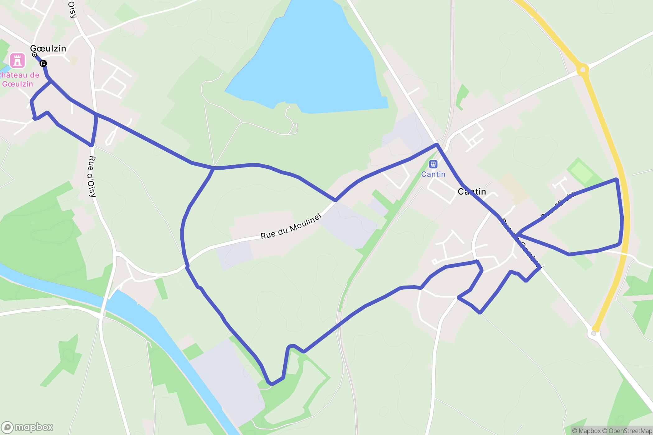 Gœulzin : carte du parcours de randonnée - France