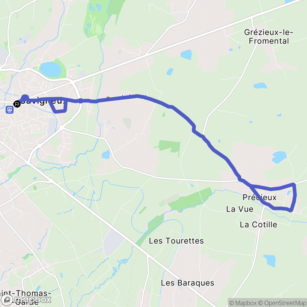 Savigneux : carte du parcours de randonnée - France